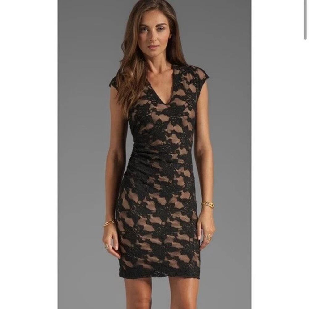 Rebecca Taylor Black Floral Lace Dress Size US 2